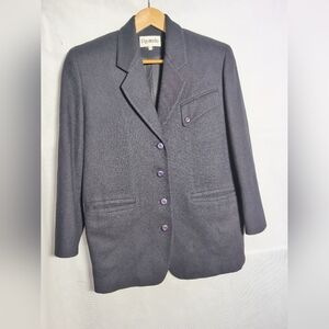 Vintage Pop Mode Women's L Blazer Black with Purple Buttons Japanese Design